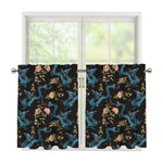 Chinese Dragon And Flower Pattern Print Tier Curtains