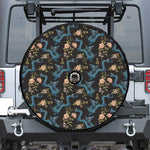 Chinese Dragon And Flower Pattern Print Tire Cover With Camera Hole