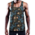Chinese Dragon And Flower Pattern Print Men's Workout Tank Top