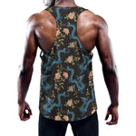 Chinese Dragon And Flower Pattern Print Training Tank Top