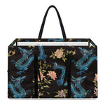 Chinese Dragon And Flower Pattern Print Utility Tote Bag