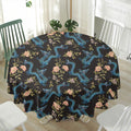 Chinese Dragon And Flower Pattern Print Waterproof Round Tablecloth