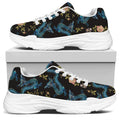 Chinese Dragon And Flower Pattern Print White Chunky Shoes