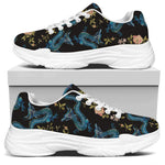 Chinese Dragon And Flower Pattern Print White Chunky Shoes
