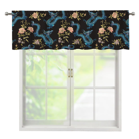 Chinese Dragon And Flower Pattern Print Window Valance