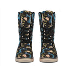 Chinese Dragon And Flower Pattern Print Winter Boots