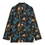 Chinese Dragon And Flower Pattern Print Women's Blazer