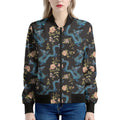 Chinese Dragon And Flower Pattern Print Women's Bomber Jacket