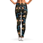 Chinese Dragon And Flower Pattern Print Women's Leggings