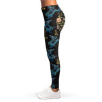 Chinese Dragon And Flower Pattern Print Women's Leggings