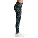 Chinese Dragon And Flower Pattern Print Women's Leggings