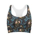 Chinese Dragon And Flower Pattern Print Women's Sports Bra