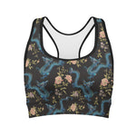 Chinese Dragon And Flower Pattern Print Women's Sports Bra