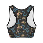 Chinese Dragon And Flower Pattern Print Women's Sports Bra