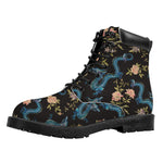 Chinese Dragon And Flower Pattern Print Work Boots