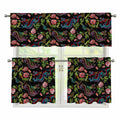 Chinese Dragon Flower Pattern Print 3 Piece Kitchen Curtains