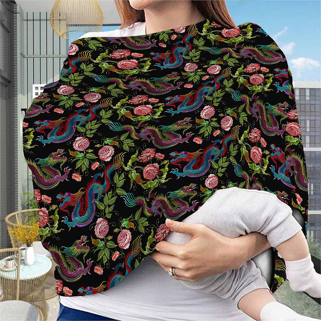 Chinese Dragon Flower Pattern Print Baby Seat Cover