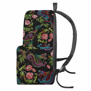 Chinese Dragon Flower Pattern Print Backpack