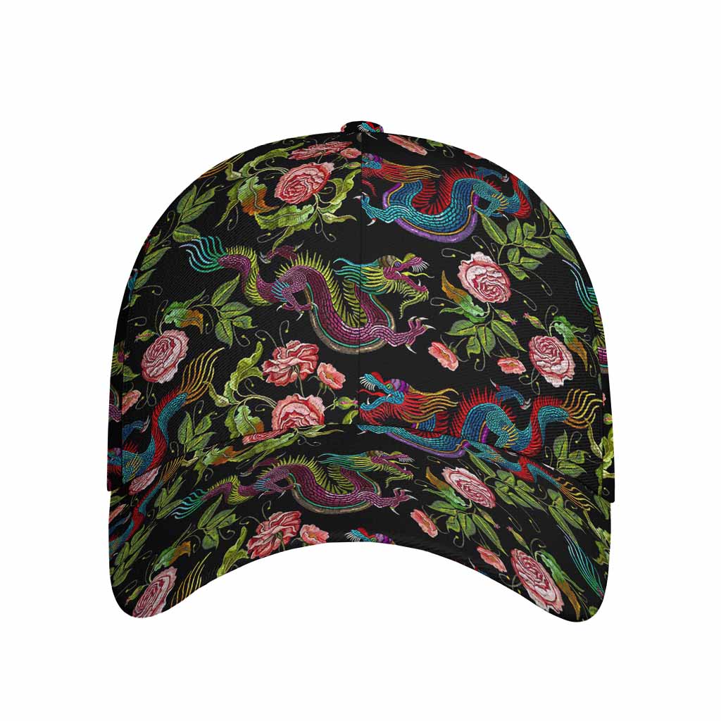 Chinese Dragon Flower Pattern Print Baseball Cap