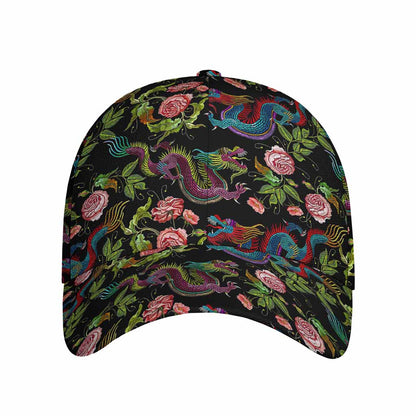 Chinese Dragon Flower Pattern Print Baseball Cap