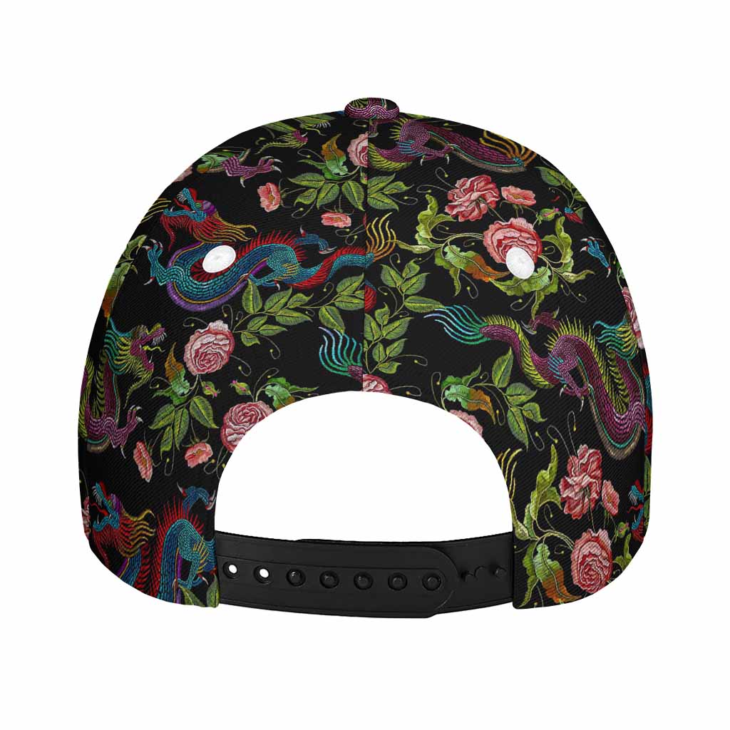 Chinese Dragon Flower Pattern Print Baseball Cap
