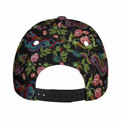 Chinese Dragon Flower Pattern Print Baseball Cap