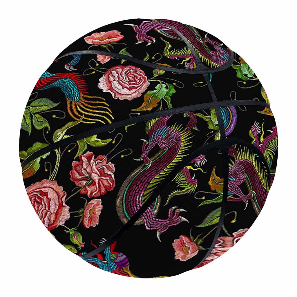 Chinese Dragon Flower Pattern Print Basketball