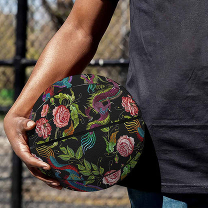 Chinese Dragon Flower Pattern Print Basketball
