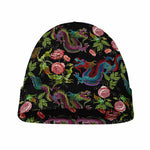 Chinese Dragon Flower Pattern Print Beanie
