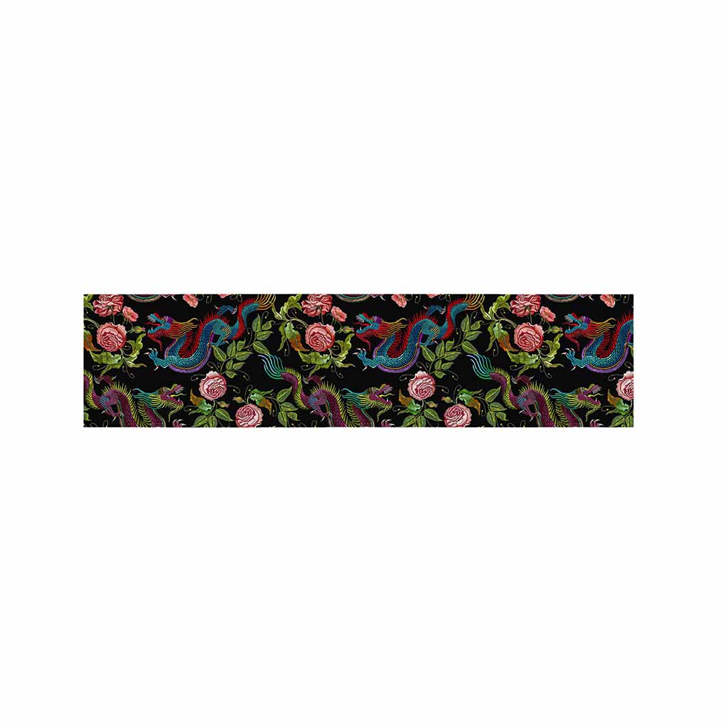 Chinese Dragon Flower Pattern Print Bed Runner