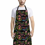 Chinese Dragon Flower Pattern Print Bib Apron With Pocket