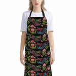 Chinese Dragon Flower Pattern Print Bib Apron With Pocket