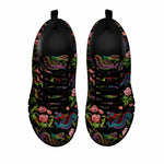 Chinese Dragon Flower Pattern Print Black Running Shoes