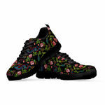 Chinese Dragon Flower Pattern Print Black Running Shoes