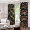 Chinese Dragon Flower Pattern Print Blackout Grommet Curtains