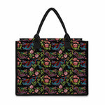 Chinese Dragon Flower Pattern Print Canvas Tote Bag