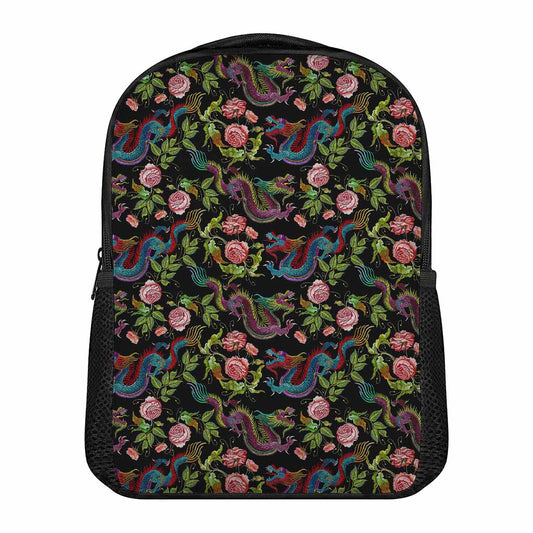 Chinese Dragon Flower Pattern Print Casual Backpack