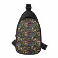 Chinese Dragon Flower Pattern Print Sling Bag