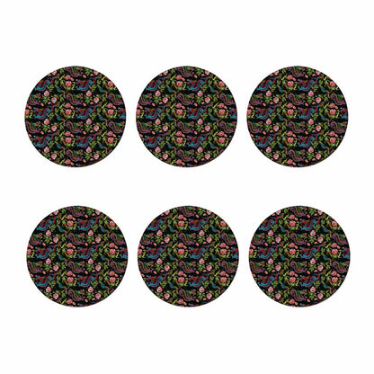Chinese Dragon Flower Pattern Print Coaster Set
