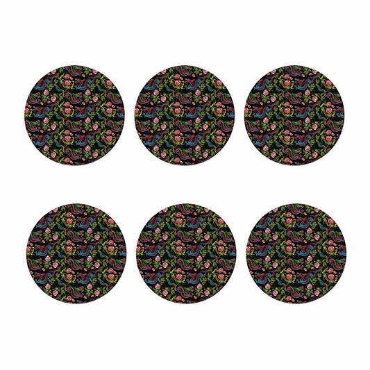 Chinese Dragon Flower Pattern Print Coaster Set
