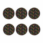 Chinese Dragon Flower Pattern Print Coaster Set