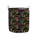 Chinese Dragon Flower Pattern Print Collapsible Laundry Basket