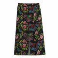 Chinese Dragon Flower Pattern Print Cotton Front Slit Maxi Skirt