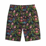 Chinese Dragon Flower Pattern Print Cotton Shorts
