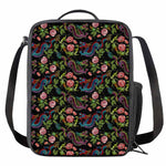 Chinese Dragon Flower Pattern Print Crossbody Lunch Bag