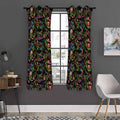 Chinese Dragon Flower Pattern Print Grommet Curtain Panels