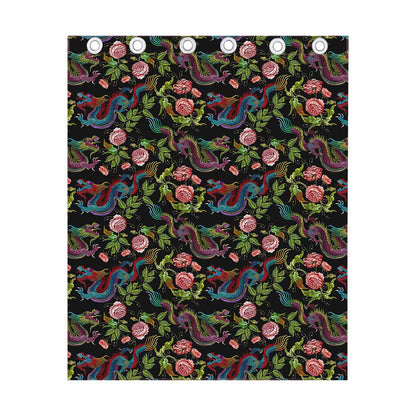 Chinese Dragon Flower Pattern Print Curtain