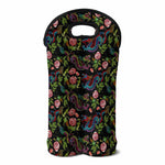 Chinese Dragon Flower Pattern Print Double Neoprene Wine Tote
