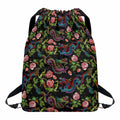 Chinese Dragon Flower Pattern Print Drawstring Backpack