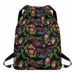Chinese Dragon Flower Pattern Print Drawstring Backpack